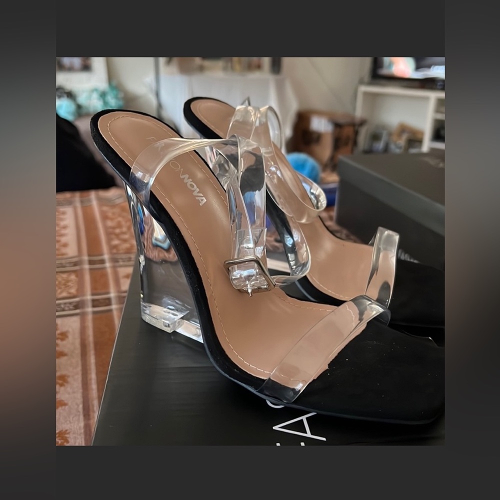 Fashion Nova Clear Wedge shoes
